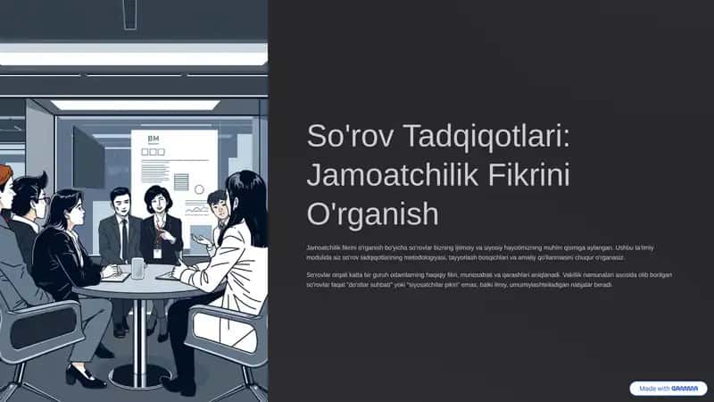 So'rov Tadqiqotlari: Jamoatchilik Fikrini O'rganish