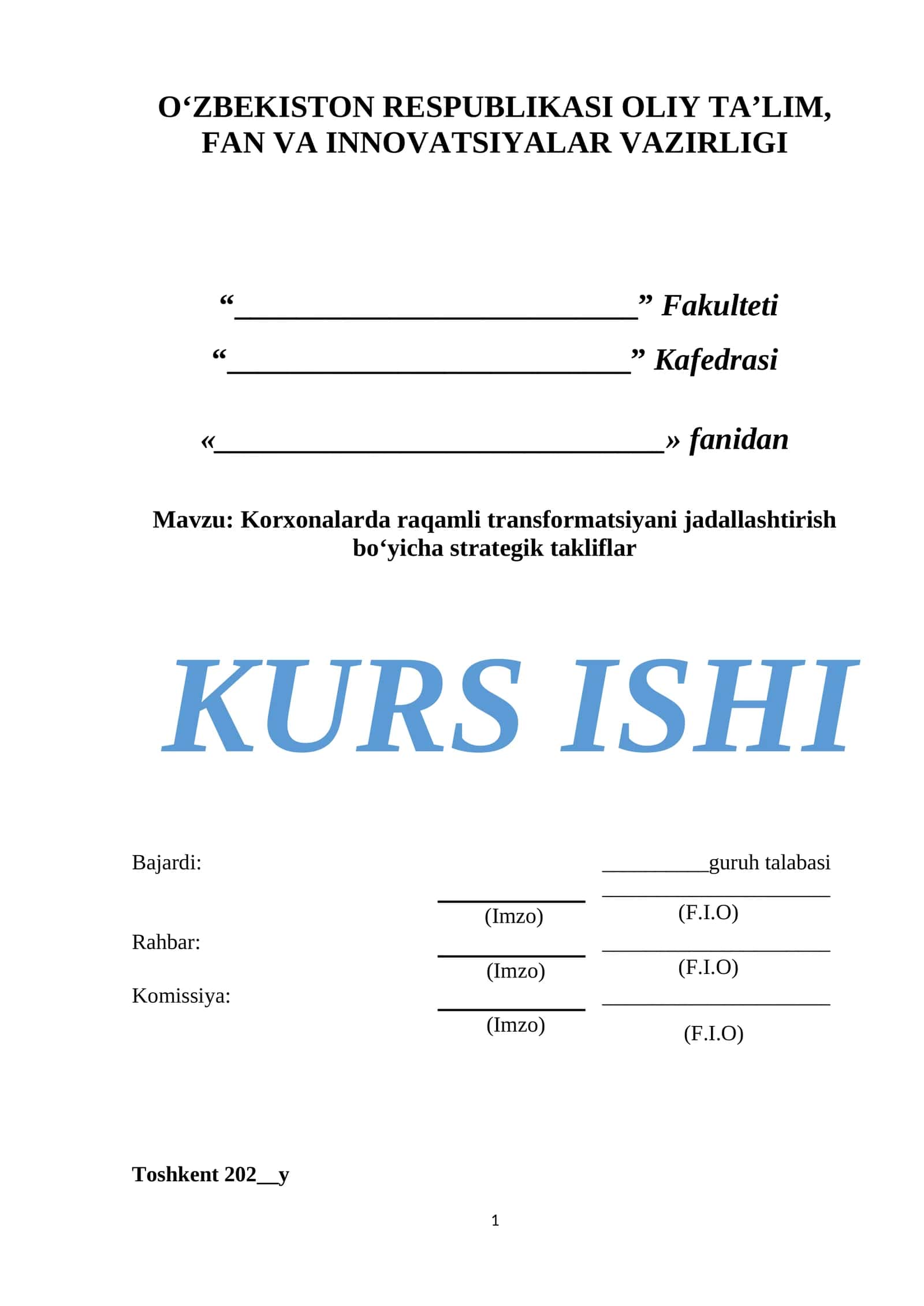 Korxonalarda raqamli transformatsiyani jadallashtirish bo‘yicha strategik takliflar