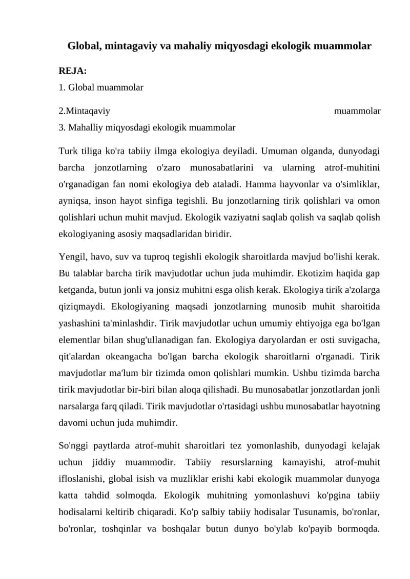 Ekologiya