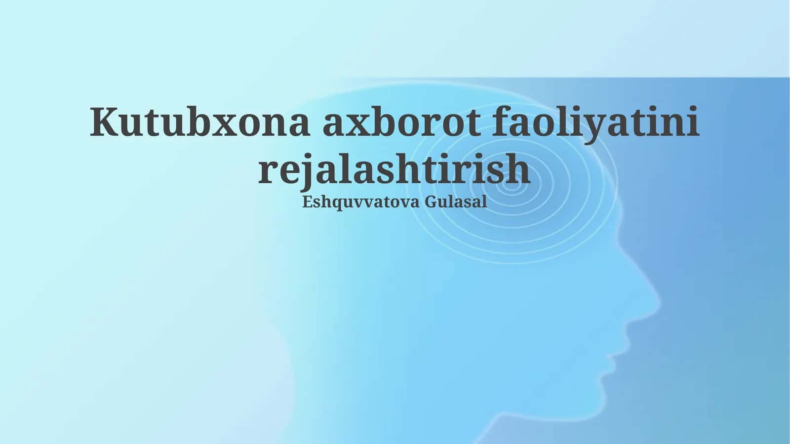 Kutubxona Axborot Faoliyatini Rejalashtirish