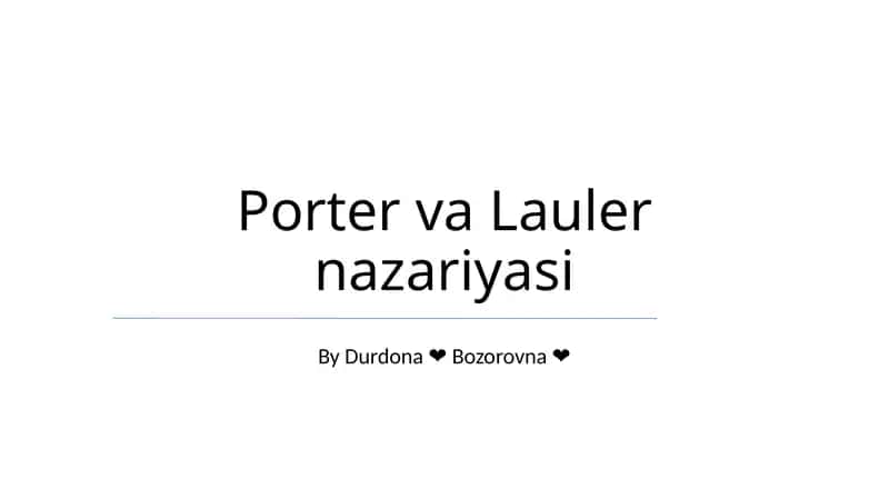 Porter va Lauler nazariyasi