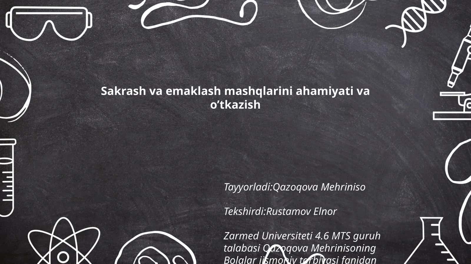 Sakrash va emaklash mashqlarini ahamiyati va o’tkazish
