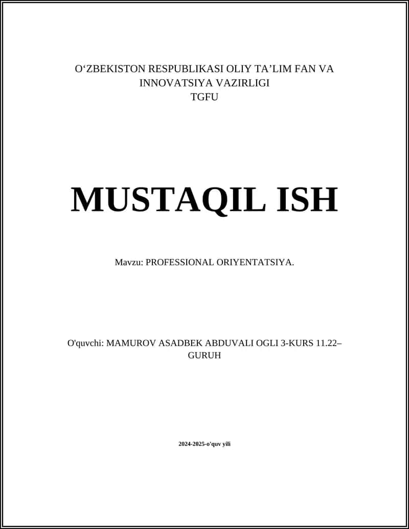 PROFESSIONAL ORIYENTATSIYA