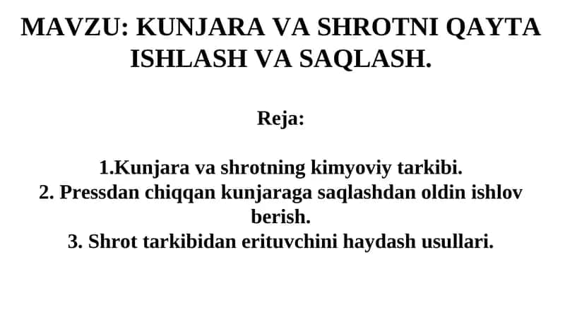 Shrot va Kunjara o‘simliklari