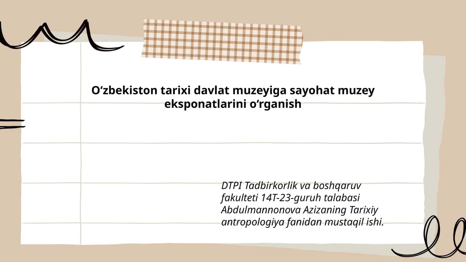 Tarixiy antropologiya fanidan mustaqil ish