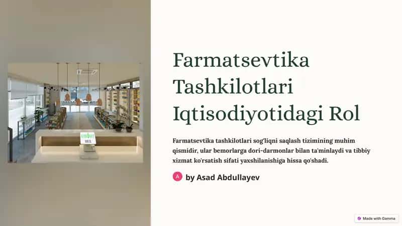 Farmatsevtika Tashkilotlari Iqtisodiyotidagi Rol