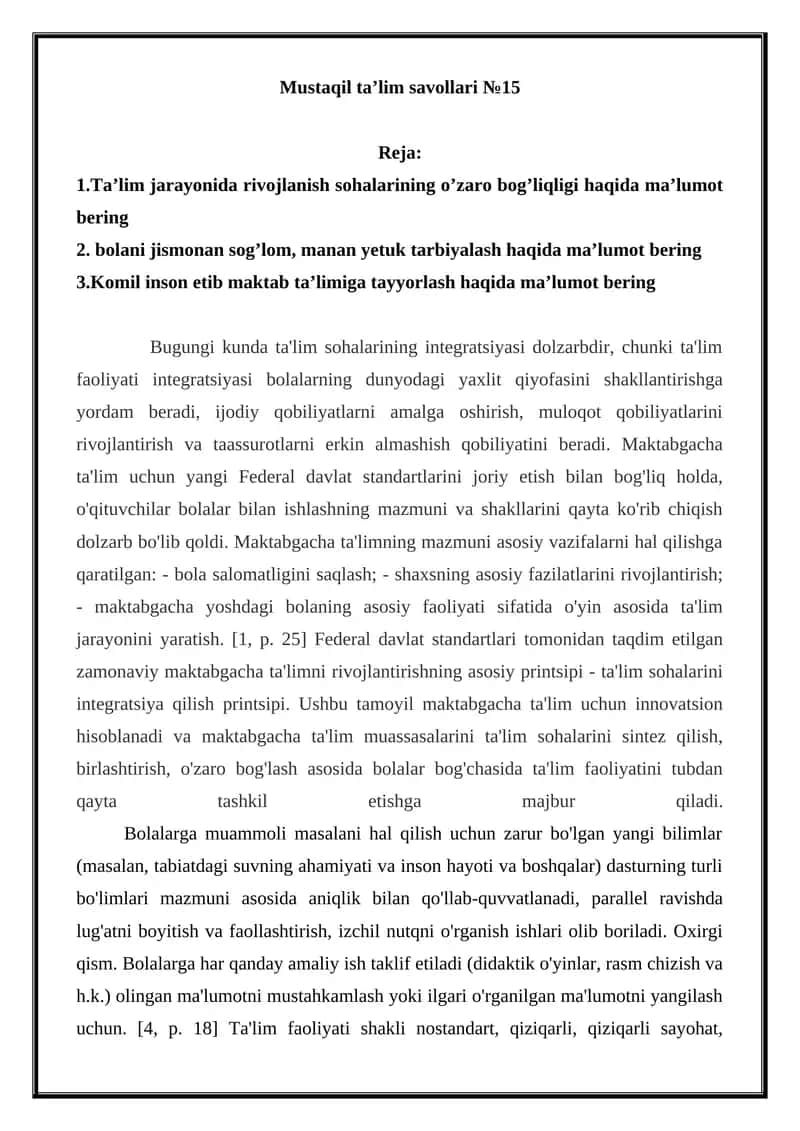 Mustaqil ta’lim savollari №15