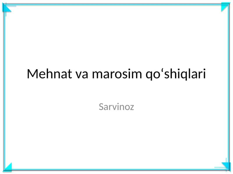 Mehnat va marosim qoʻshiqlari