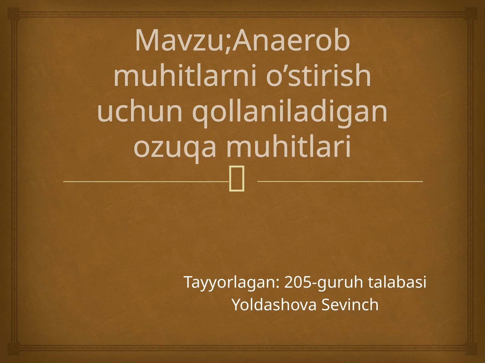 Anaerob mikroorganizmlarni o'stirish uchun qollaniladigan ozuqamuhitlari