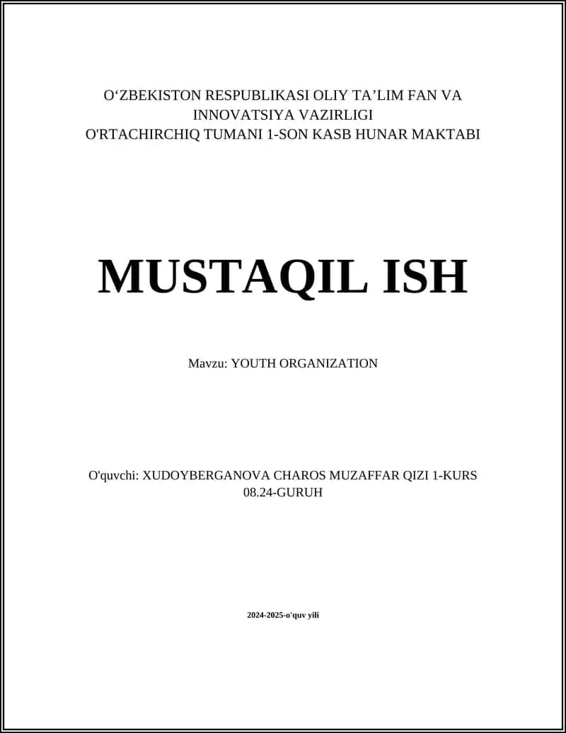 YOUTH ORGANIZATION