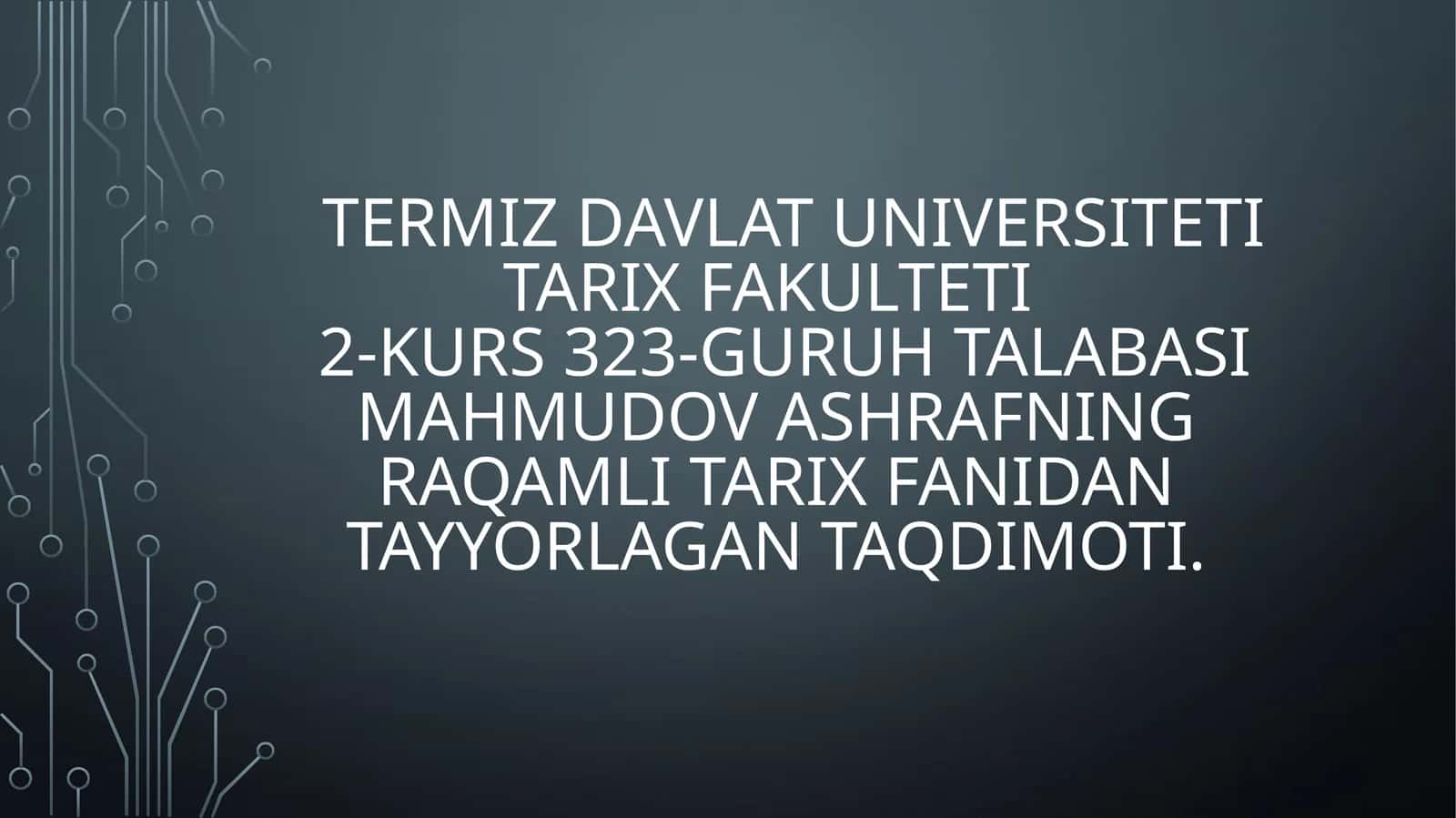 Mavzu: Meni shahrim tarixi