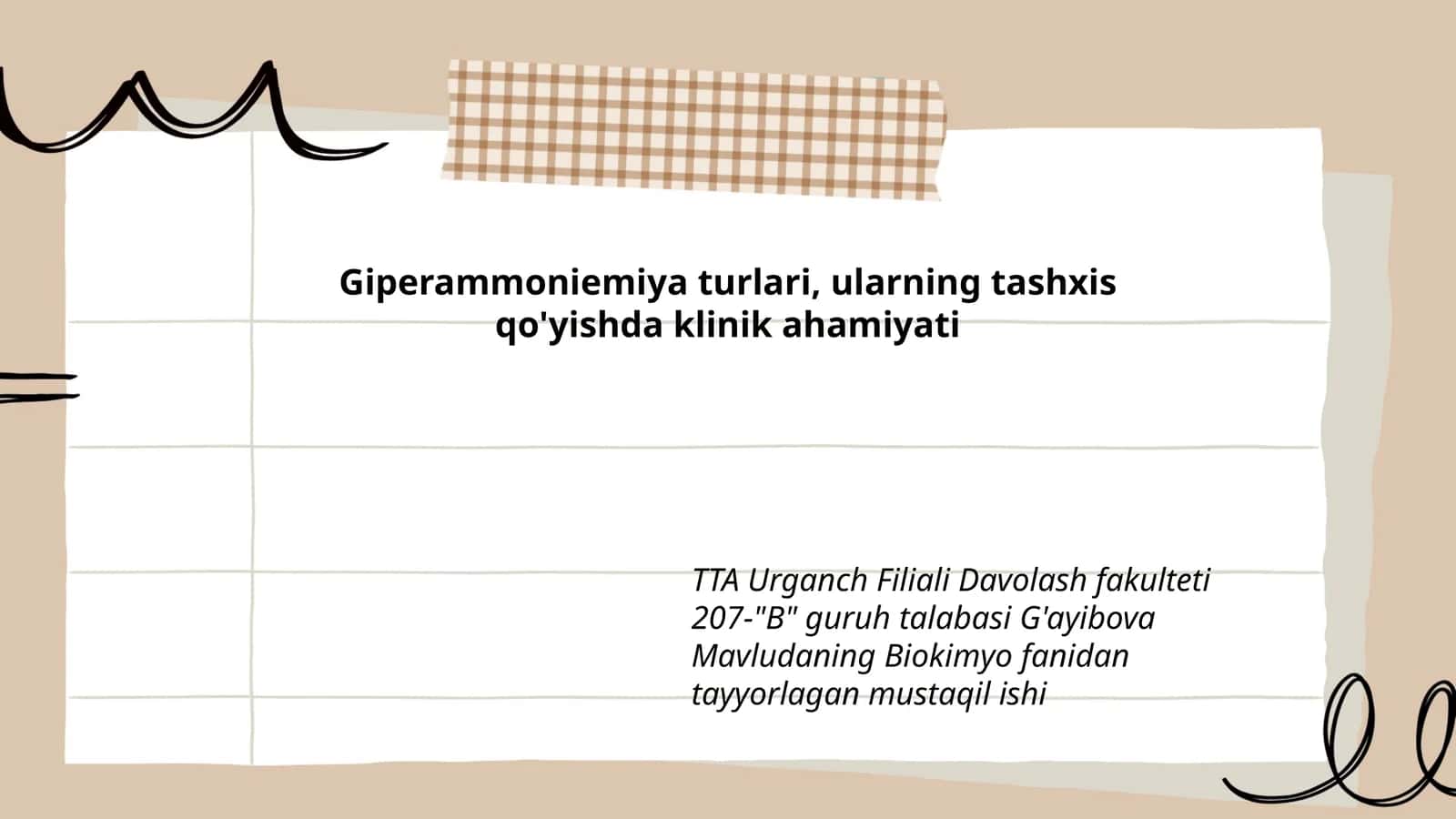 Giperammoniemiya turlari, ularning tashxis qo'yishda klinik ahamiyati