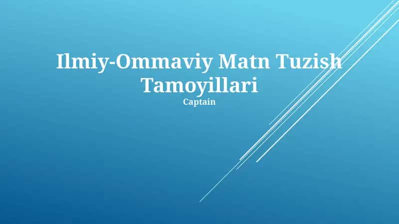 Ilmiy-Ommaviy Matn Tuzish Tamoyillari