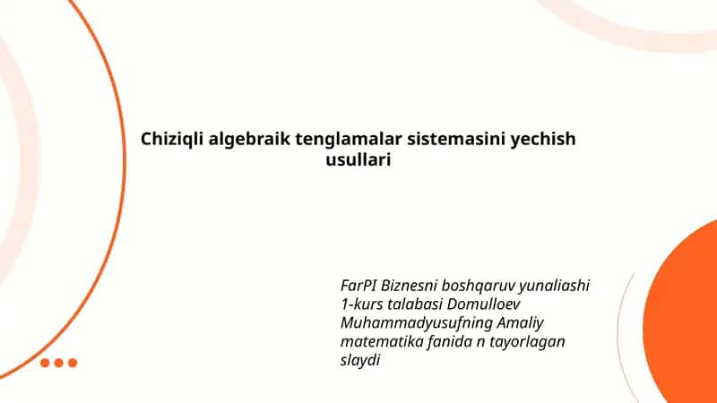 Amaliy matematika fanida n tayorlagan slayd
