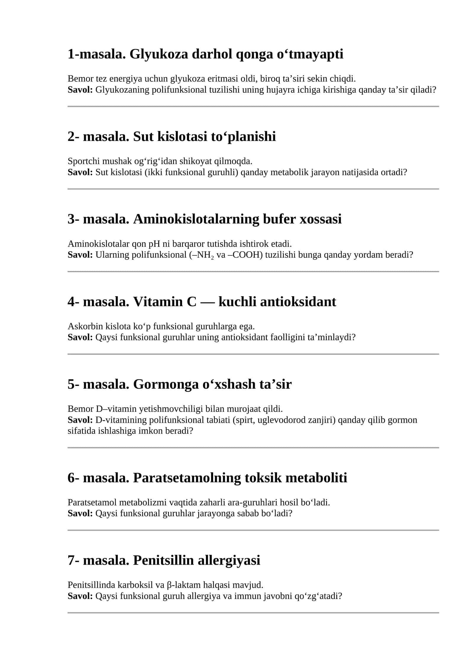 Glükoza va sut kislotasi