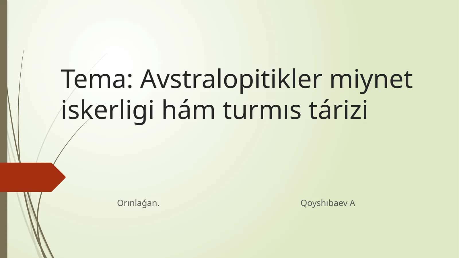 Avstralopitikler miynet iskerligi hám turmıs tárizi