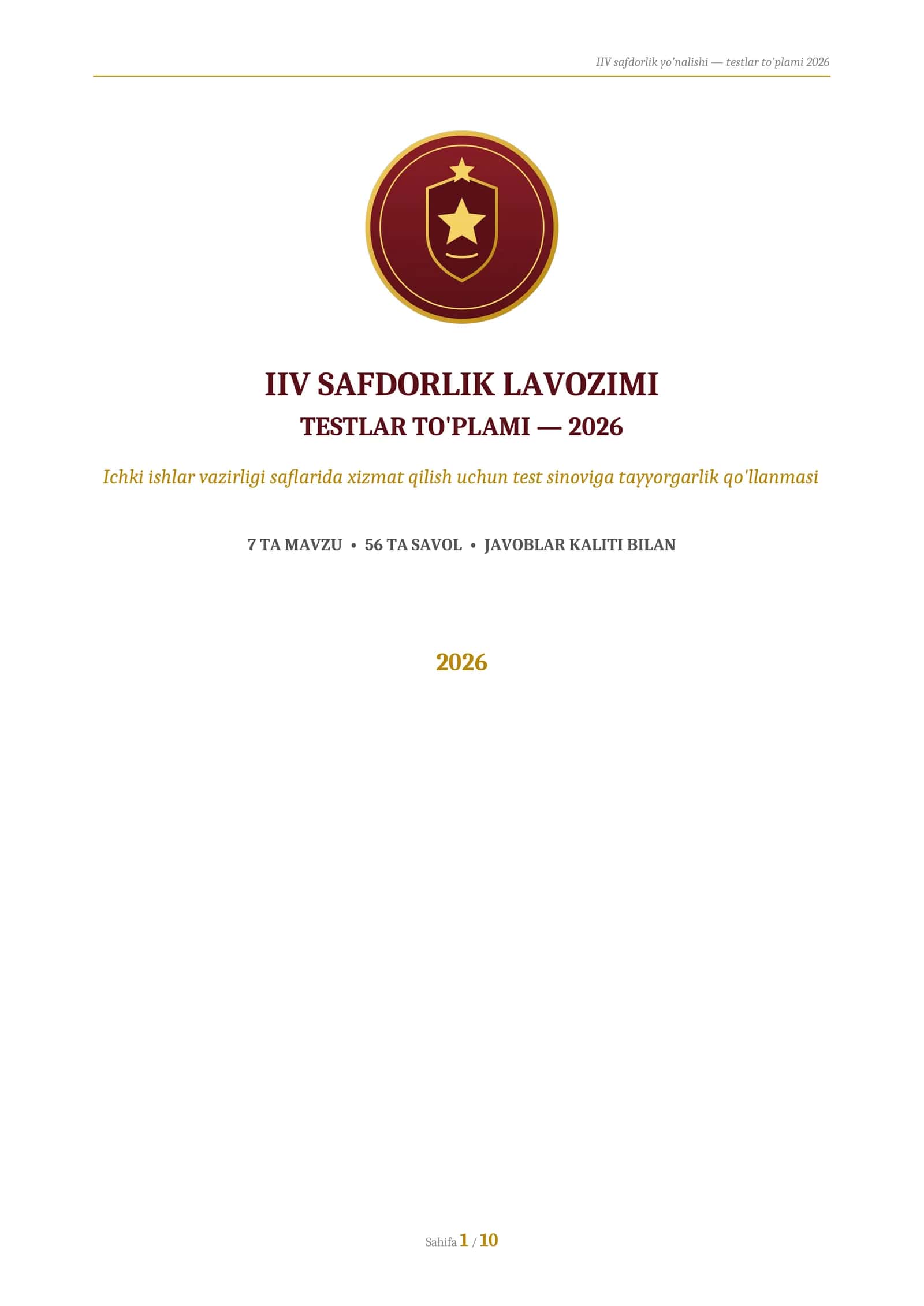 IIV safdorlik testlar