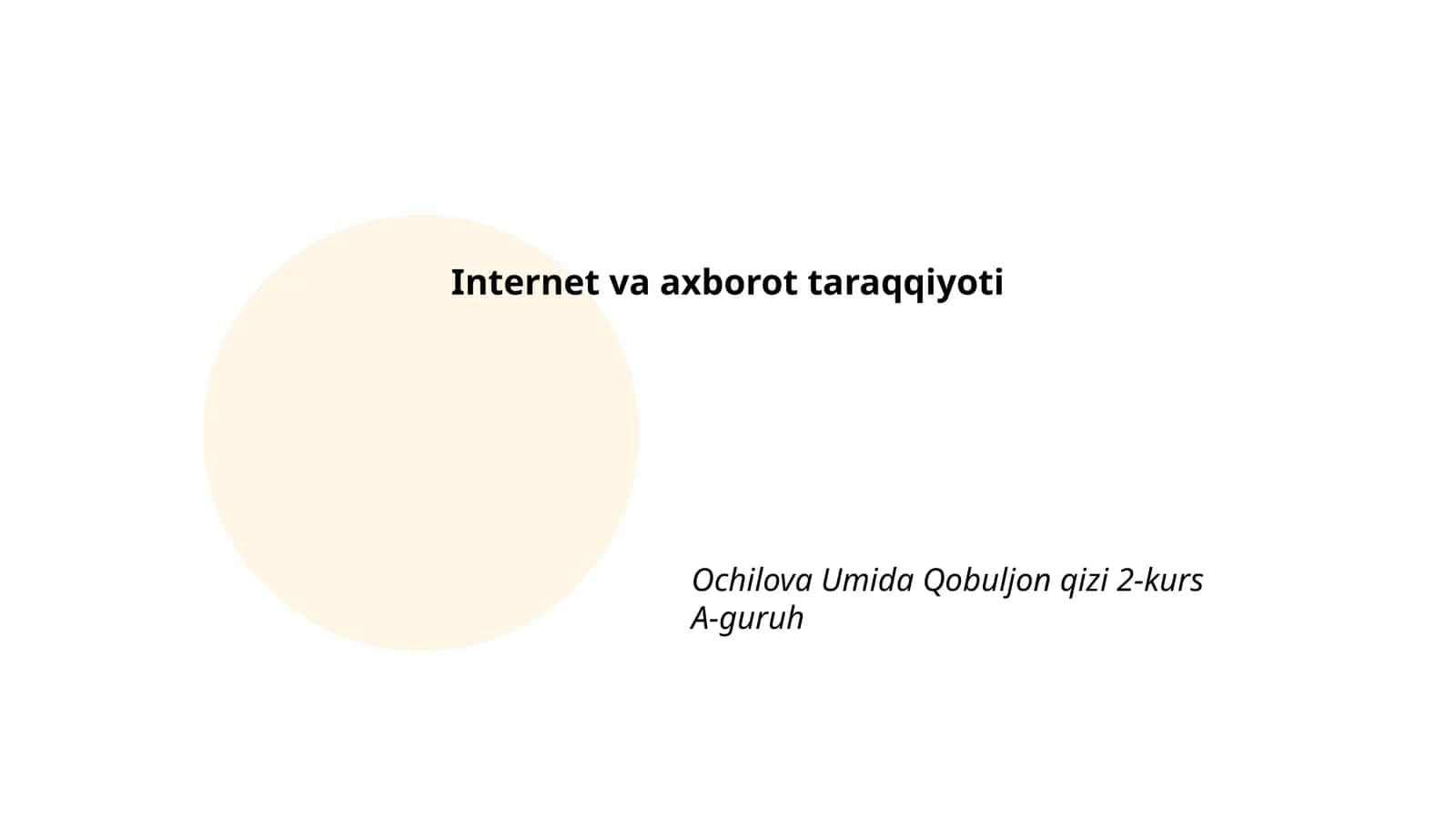 Internet va axborot taraqqiyoti