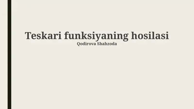 Teskari funksiyaning hosilasi