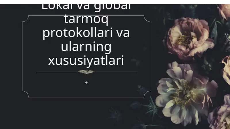 Lokal va global tarmoq protokollari va ularning xususiyatlari
