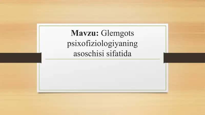 Psixofiziologiya, Glemgots psixofiziologiyaning asoschisi sifatida