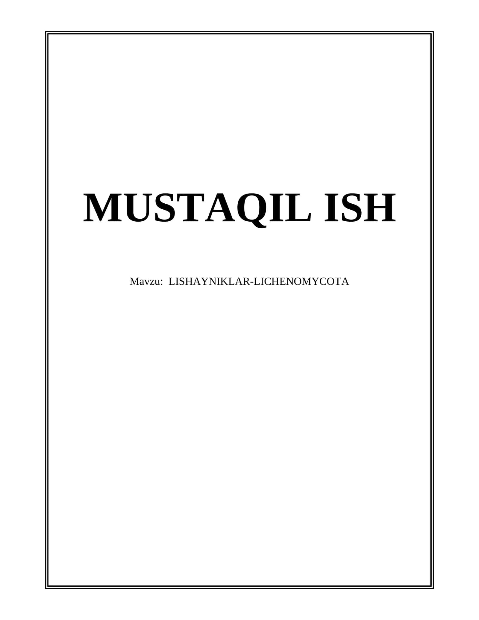 LISHAYNIKLAR-LICHENOMYCOTA