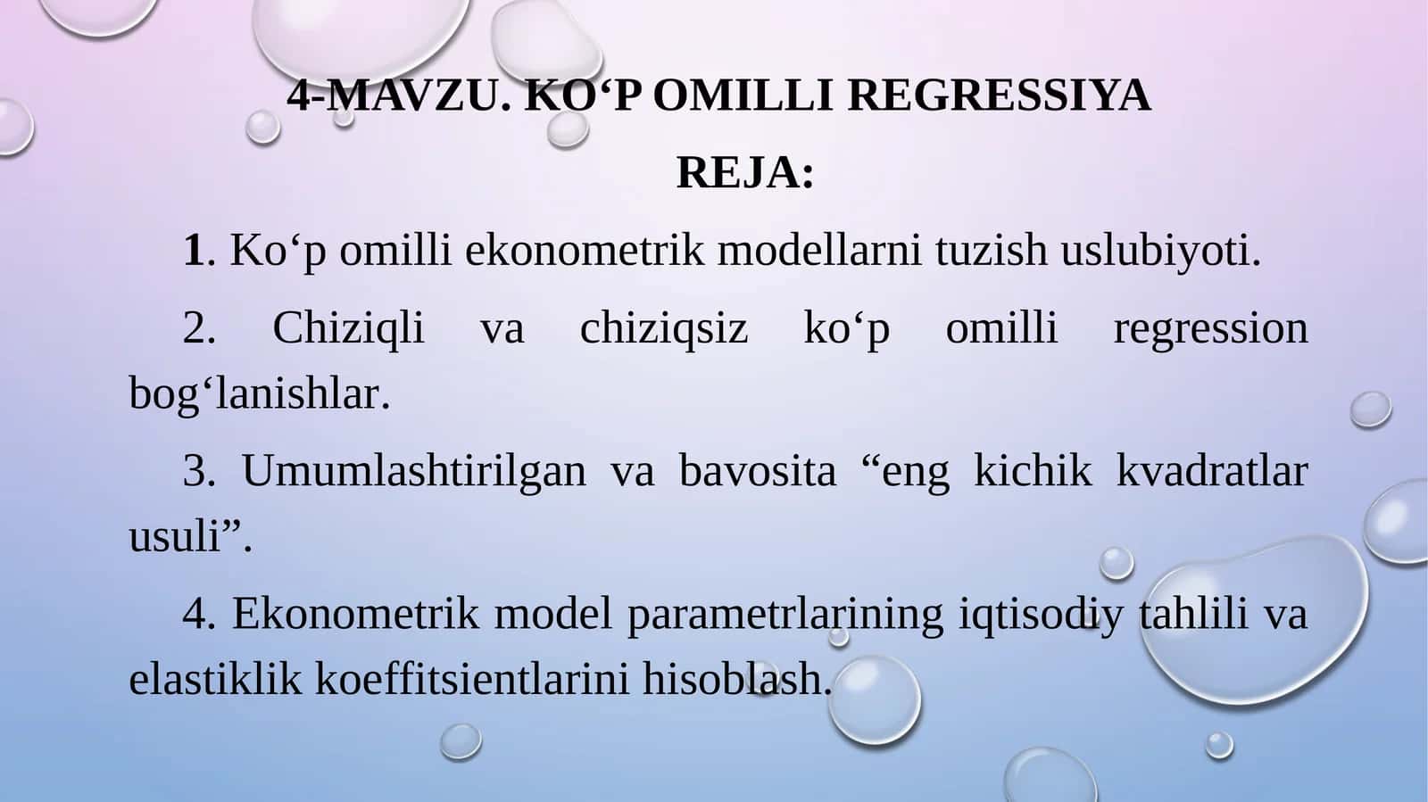 KO‘P OMILLI REGRESSIYA