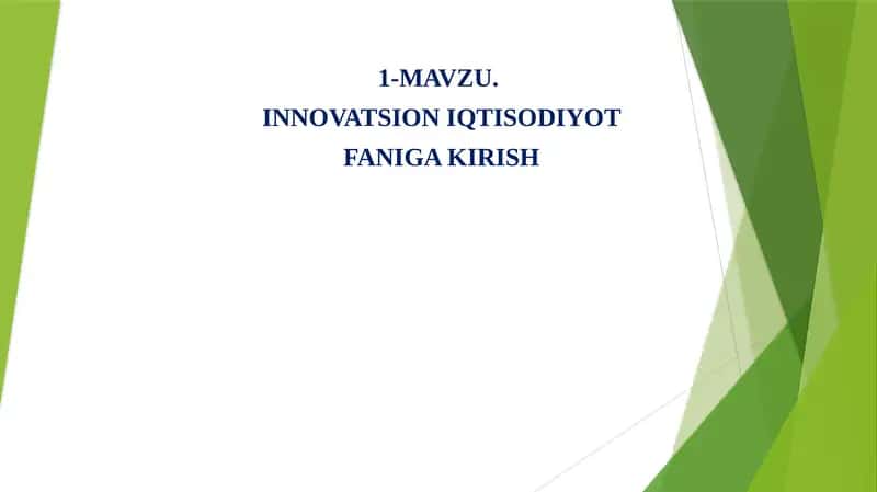 INNOVATSIYA IQTISODIYOTI