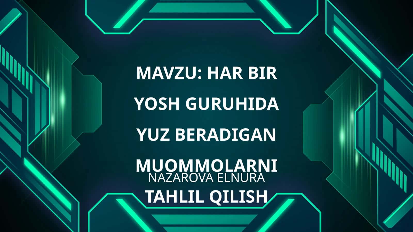 HAR BIR YOSH GURUHIDA YUZ BERADIGAN MUOMMOLARNI TAHLIL QILISH