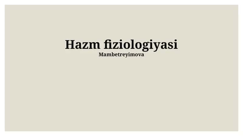 Hazm fiziologiyasi