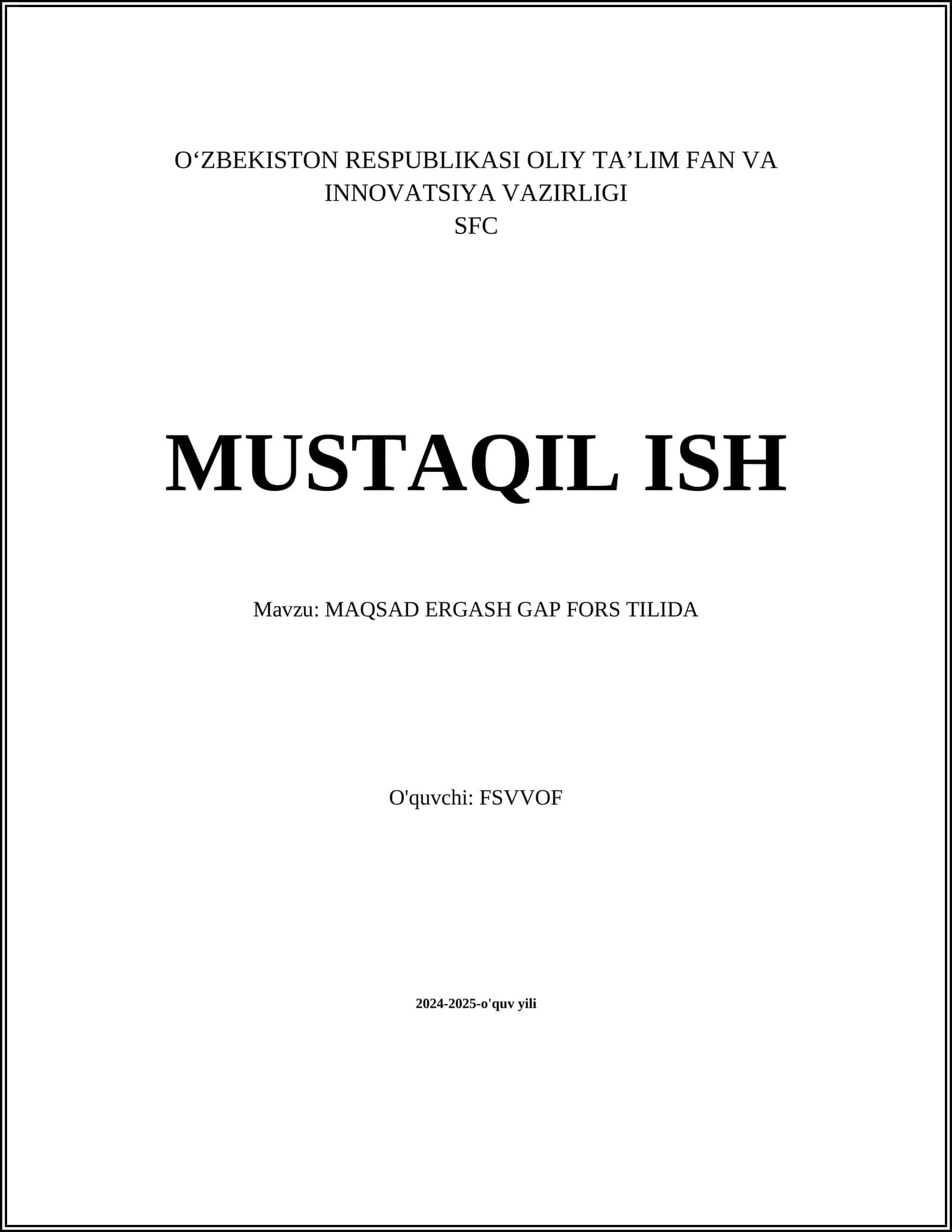 MAQSAD ERGASH GAP FORS TILIDA