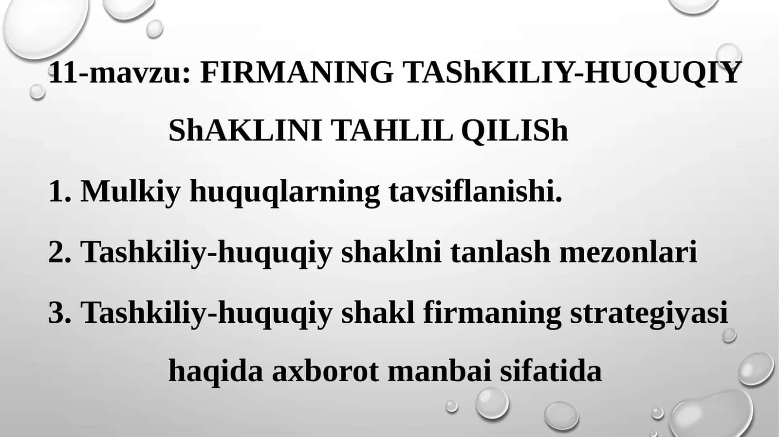 FIRMANING TAʼSHKILLY-HUQUQIY SHAKLINI TAHLIL QILISH