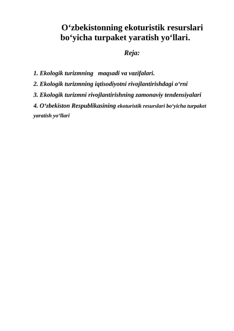 Ekolog maqsad va vazifalar