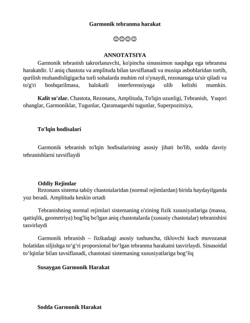 Garmonik tebranma harakat