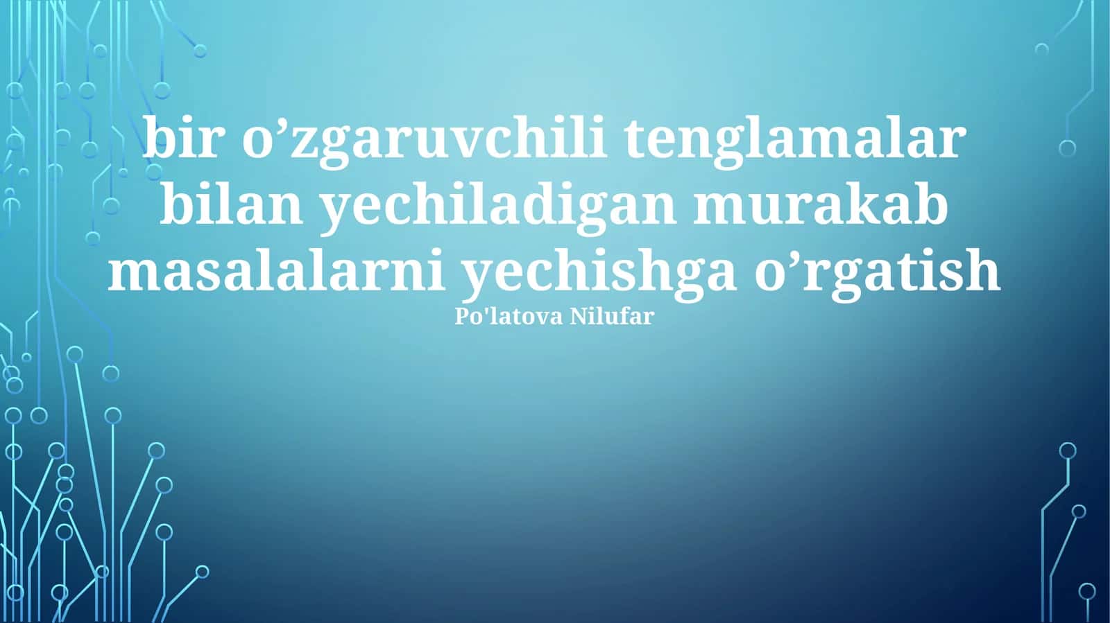 Muammoni yechish bosqichlari