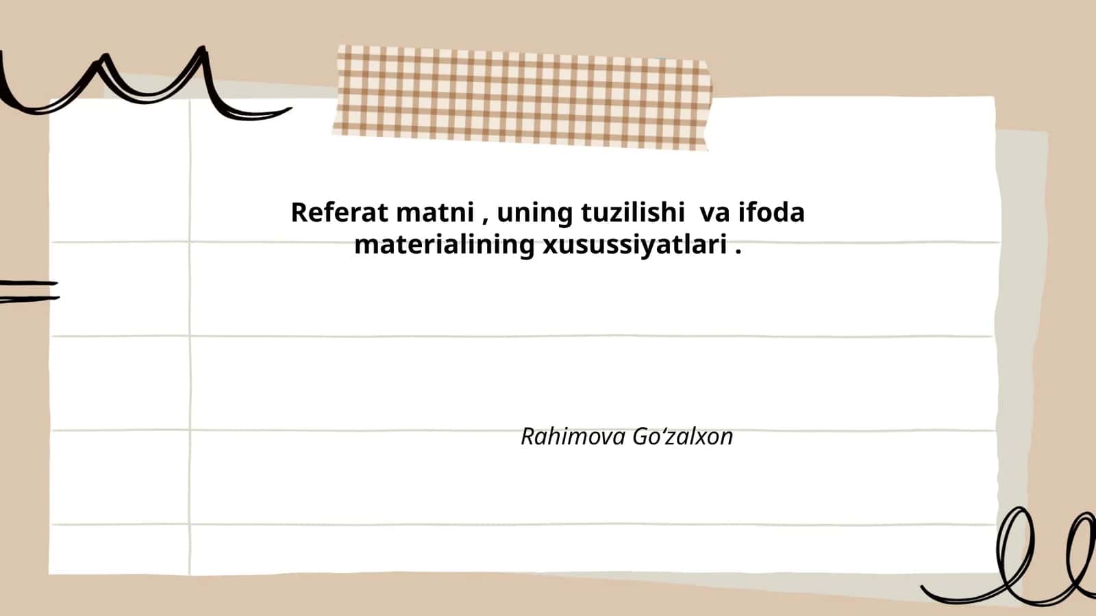 Referat matni, uning tuzilishi va ifoda materialining xusussiyatlari