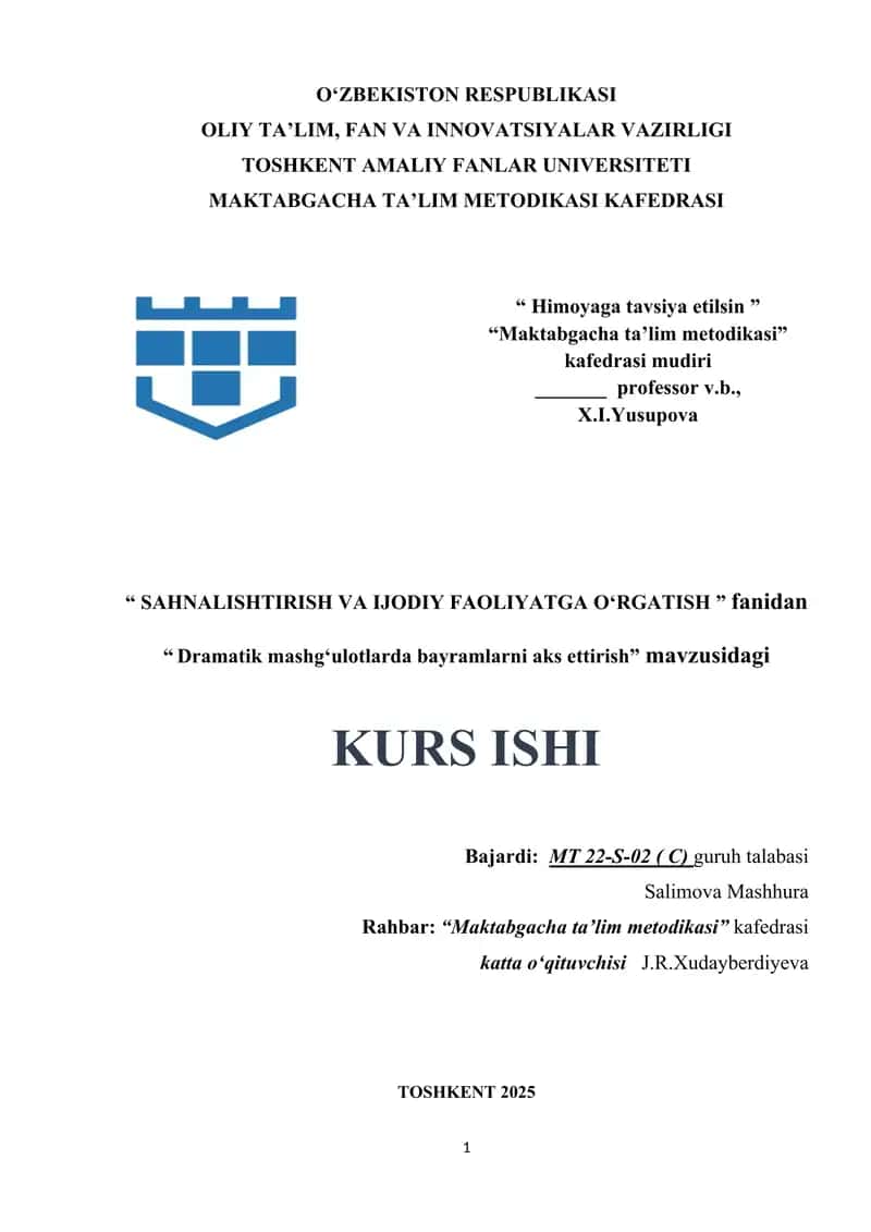 Dramatik mashgʻulotlarda bayramlarni aks ettirish.