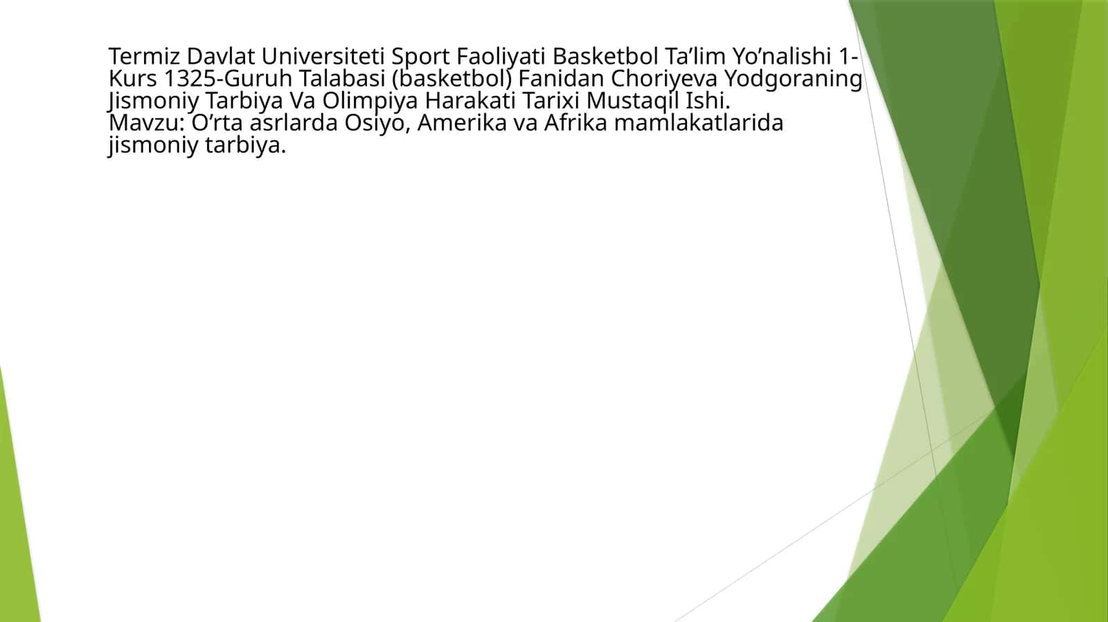 Yodgoraning Jismoniy Tarbiya Va Olimpiya Harakati Tarixi Mustaqil Ishi