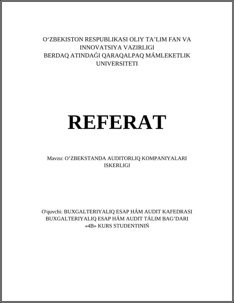 Auditorlik kompaniyalari lisenziyalash tartibi