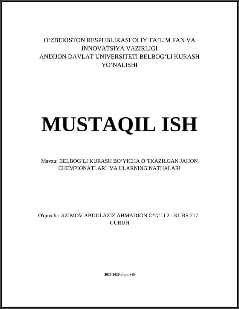 Belbogʻli Kurash Jahon Chempionatlari