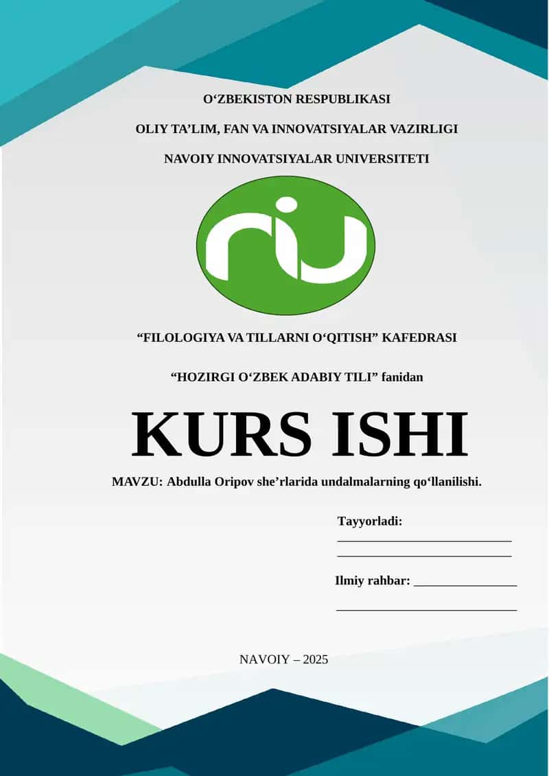 Abdulla Oripov sheʼrlarida undalmalarning qoʻllanilishi