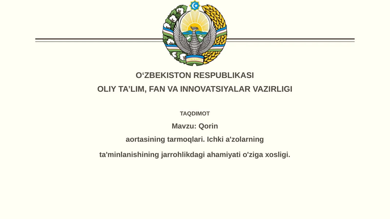 Qorinaortasining Tarmoqlari