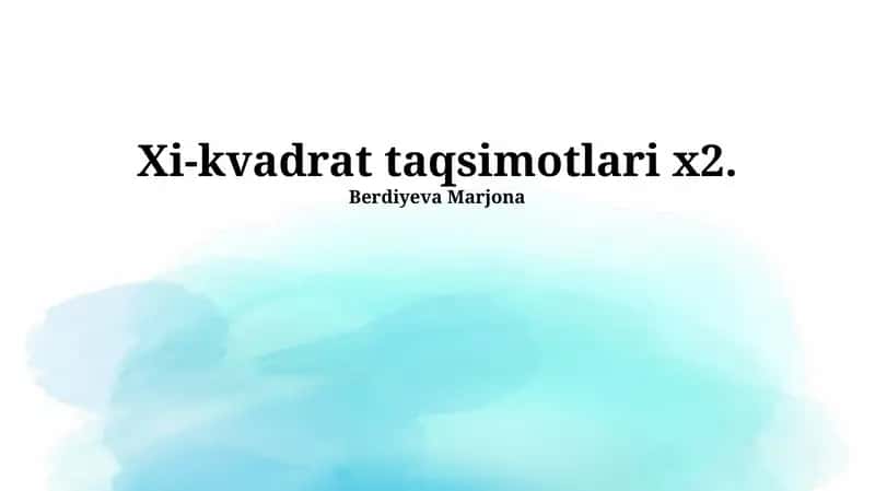 χ² Taqsimotlari