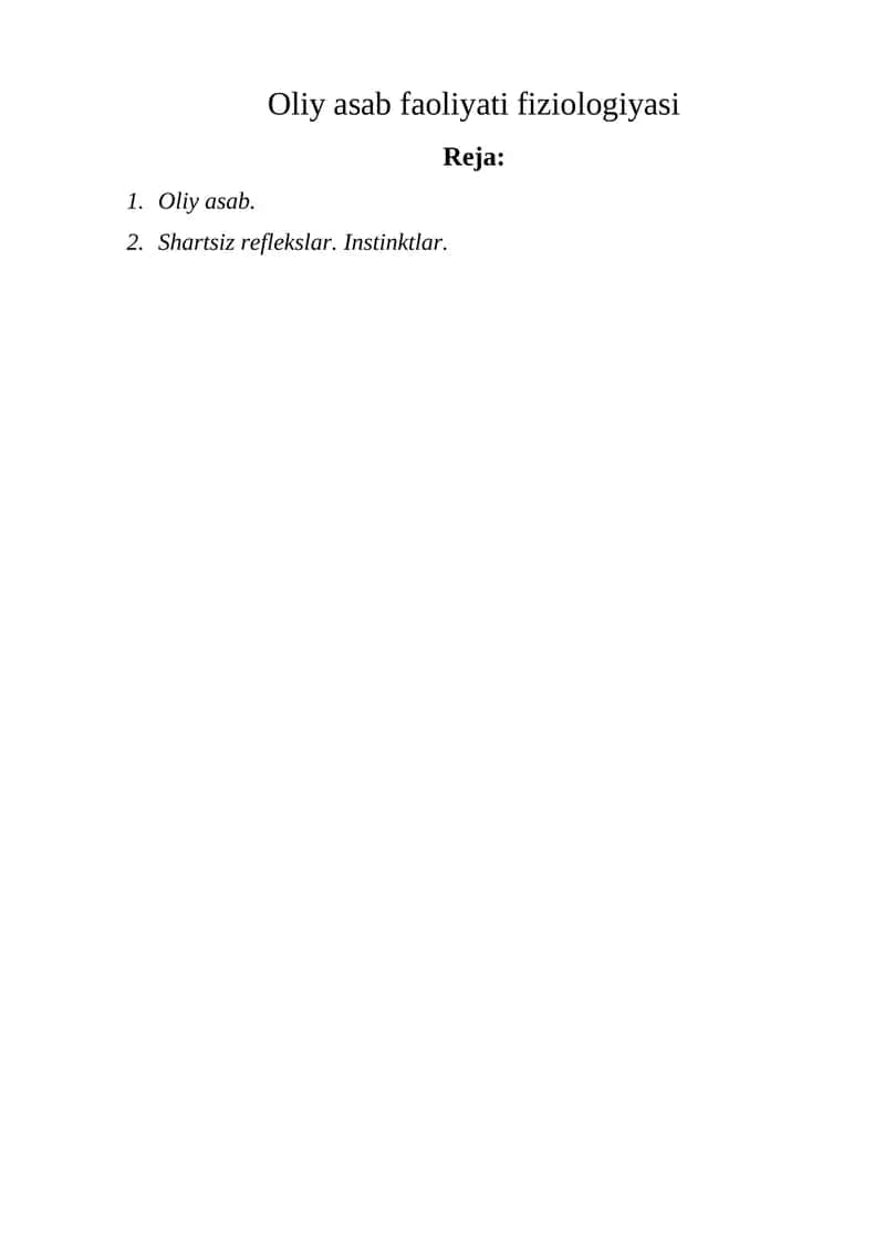 Oliy asab faoliyati fiziologiyasi