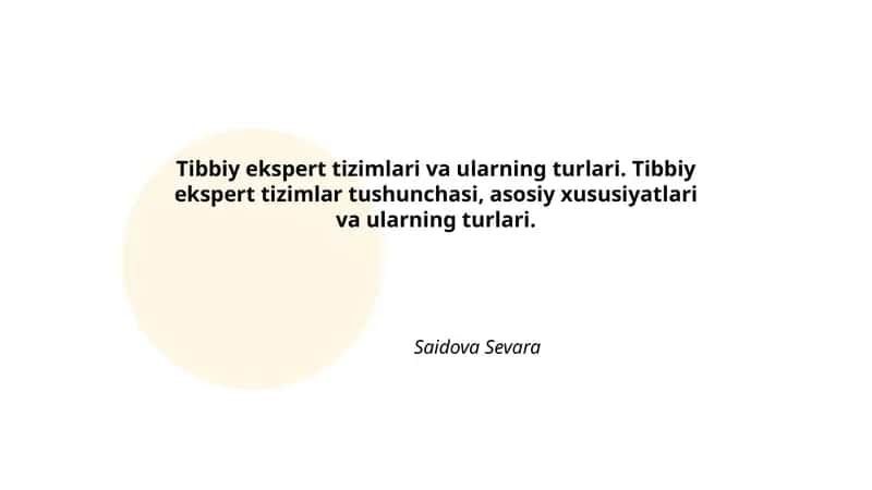 Tibbiy ekspert tizimlari