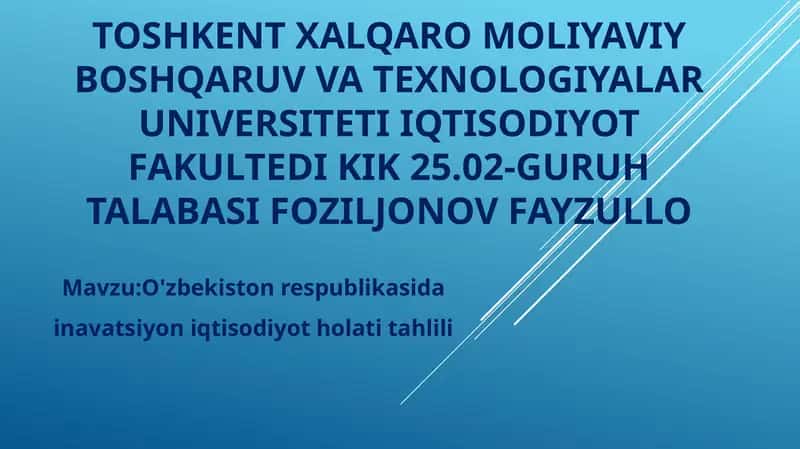 O'zbekiston Respublikasi Davlati Iqtisodiyot Holati Tahlili