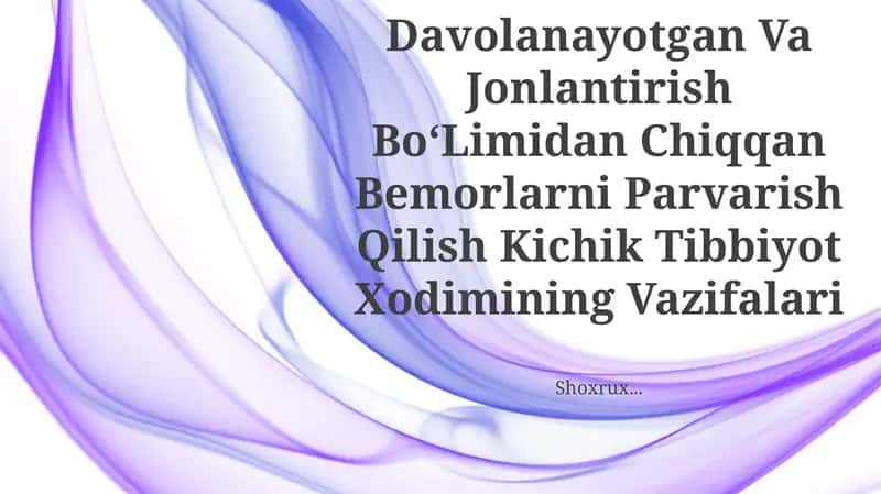 Parvarish Kichik Tibbiyot Xodimi
