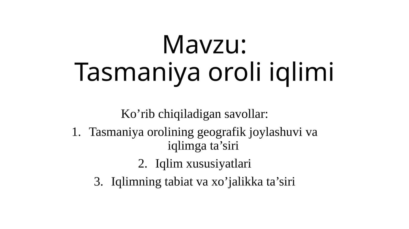 tasmaniya oroli iqlimi