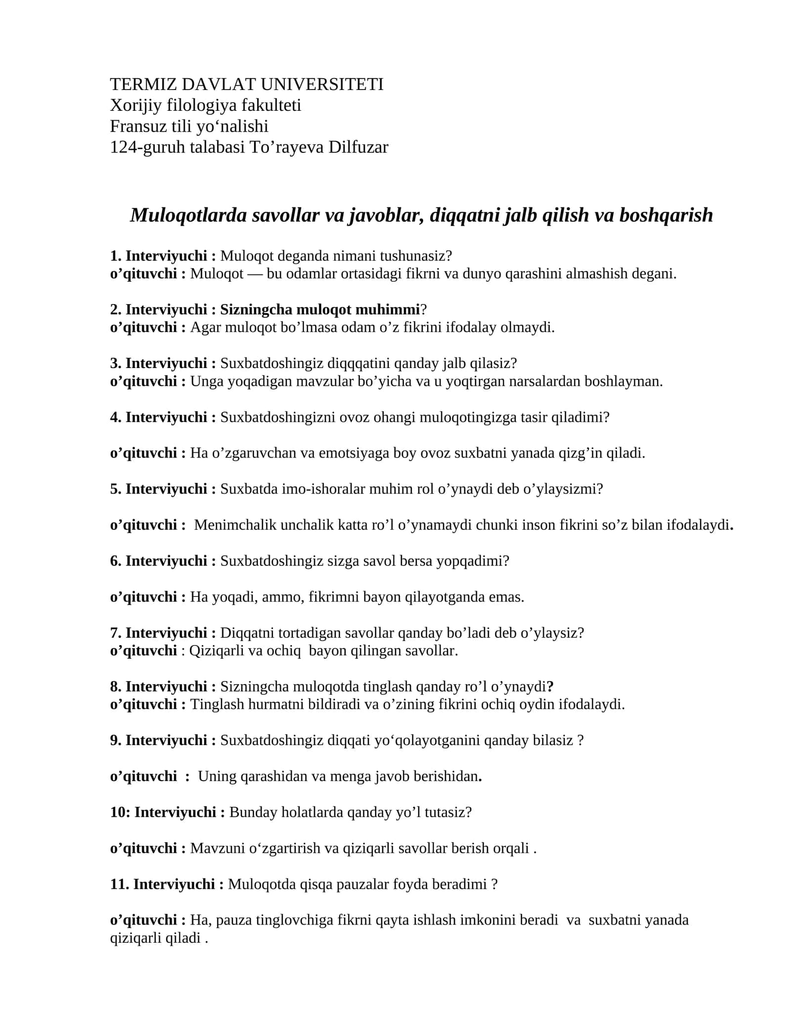 Fransuz tili yo‘nalishi