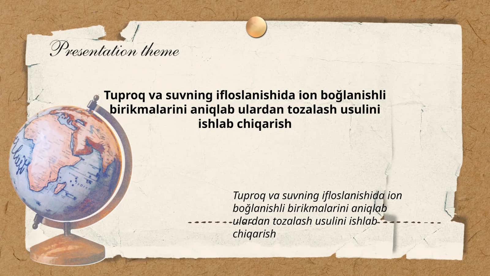 Tuproq va suvning ifloslanishida ion boğlanishli birikmalarini aniqlab ulardan tozalash usulini ishlab chiqarish